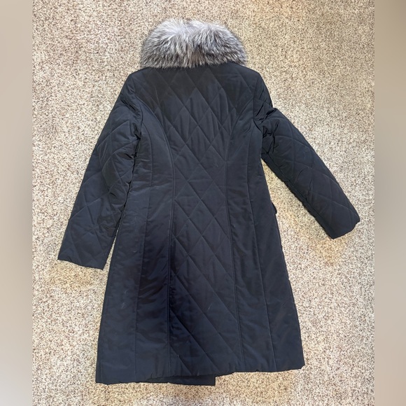 European long puffer coat with fox fur collar , M - Picture 3 of 16